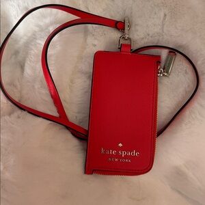 KATE SPADE Staci Saffiano Leather ID Lanyard Case in Gazpacho